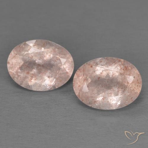 3.44ctw Naturale rosa pesca Quarzo fragola, Ovale, Trasparente