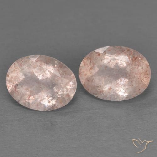 Gemme di Quarzo fragola rosa pesca naturale da 3.44 ct, Ovale, Trasparente