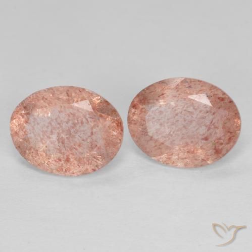3.10ctw Naturale Rosa arancio Quarzo Fragola, Ovale, Trasparente