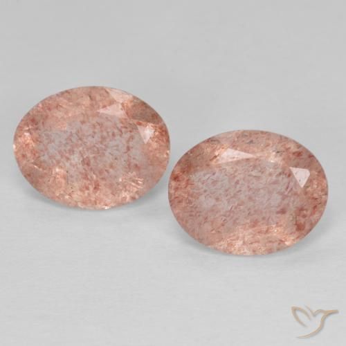 Gemme di Quarzo fragola Rosa arancio naturale da 3.10 ct, Ovale, Trasparente