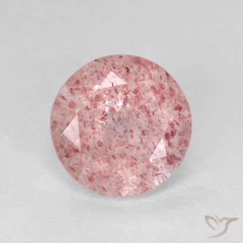 2.40ct Naturale Rosa chiaro gomma da masticare Quarzo Fragola, Rotondo, Trasparente