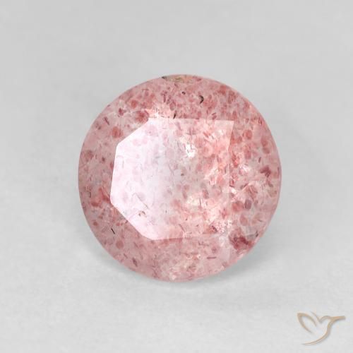Quarzo fragola Rosa chiaro gomma da masticare naturale da 2.40 ct, Rotondo, Trasparente