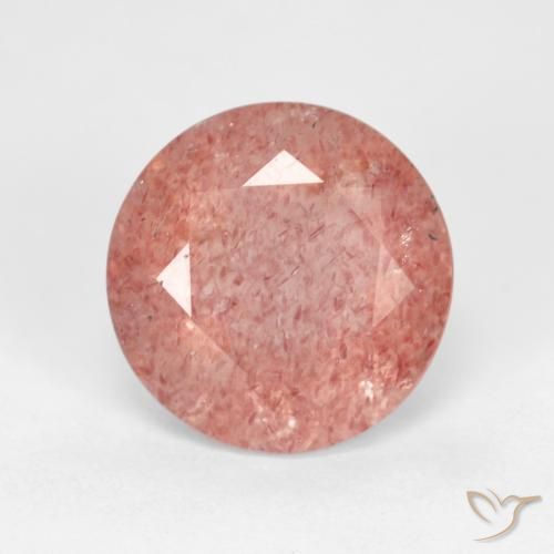 3.45ct Naturale Arancio rossastro pallido Quarzo fragola, Rotondo, Trasparente