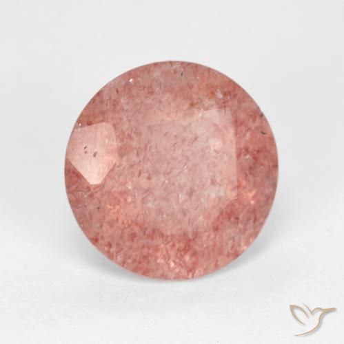 Quarzo fragola Arancio rossastro pallido naturale da 3.45 ct, Rotondo, Trasparente