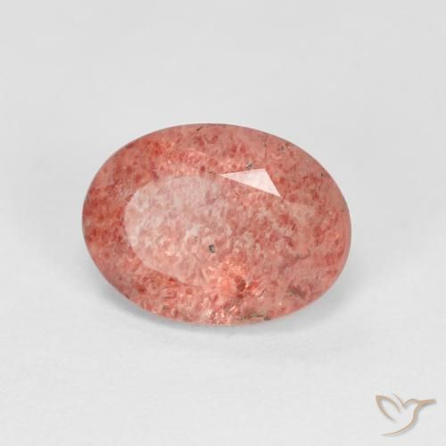 Quarzo fragola Rosa rossastra naturale da 1.27 ct, Ovale, Trasparente