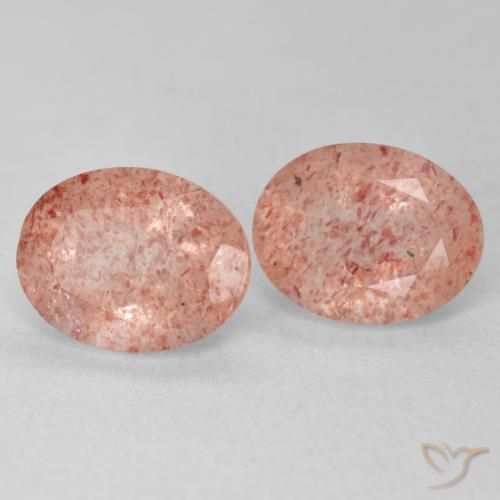 3.82ctw Naturale Coccinella rossa Quarzo Fragola, Ovale, Trasparente