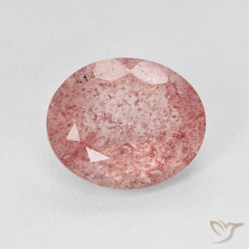 Quarzo Fragola Medium Light-Pink naturale da 4.41 ct, Ovale, Traslucido