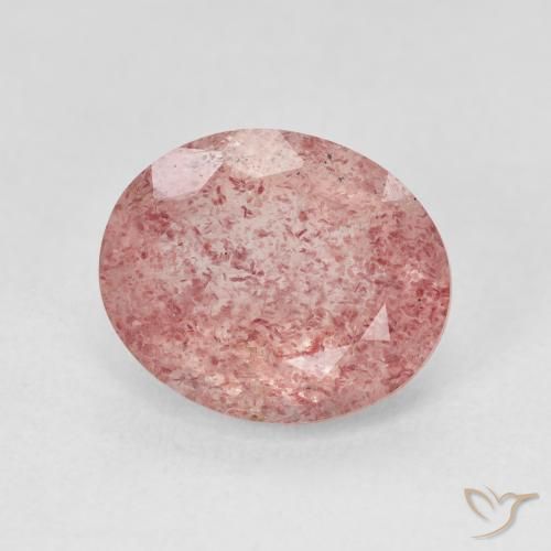 Quarzo Fragola Medium Light-Pink naturale da 4.41 ct, Ovale, Traslucido