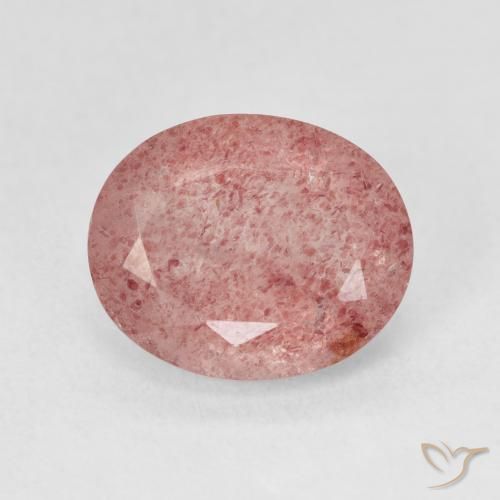 4.44ct Naturale Medium Light-Pink Quarzo Fragola, Ovale, Traslucido