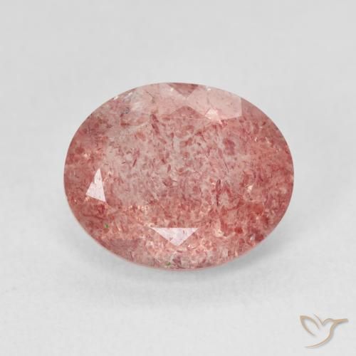 Quarzo Fragola Medium Light-Pink naturale da 4.32 ct, Ovale, Traslucido