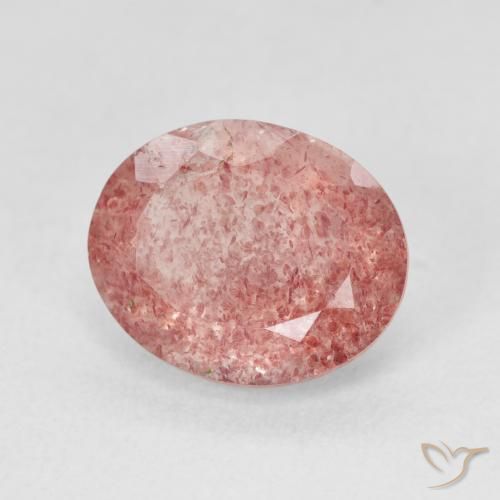 Quarzo Fragola Medium Light-Pink naturale da 4.32 ct, Ovale, Traslucido