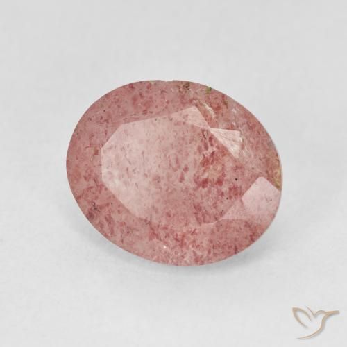 Quarzo fragola Rosa chiaro naturale da 4.06 ct, Ovale, Traslucido