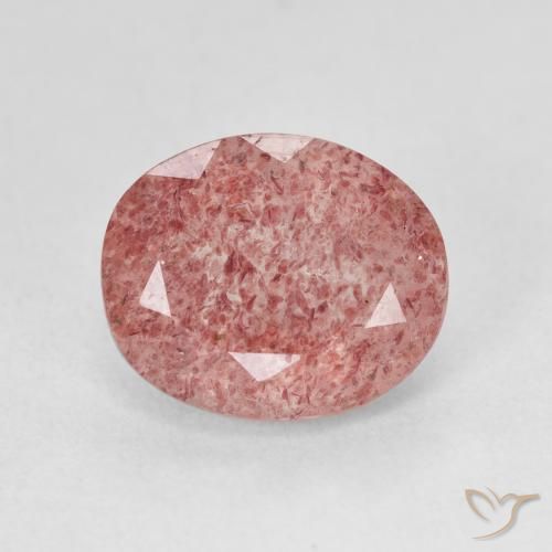 4.59ct Naturale Medium Light-Pink Quarzo Fragola, Ovale, Traslucido