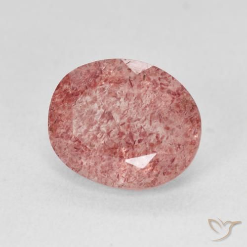Quarzo fragola Medium Light-Pink naturale da 4.59 ct, Ovale, Traslucido