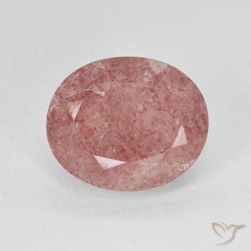 5.11ct Naturale Medium Light-Pink Quarzo Fragola, Ovale, Traslucido