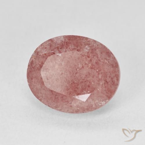 Quarzo fragola Medium Light-Pink naturale da 5.11 ct, Ovale, Traslucido