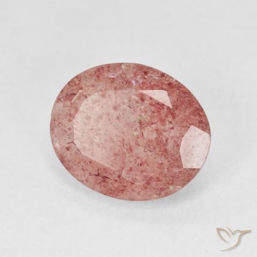 Quarzo fragola Rosa medio naturale da 3.74 ct, Ovale, Traslucido