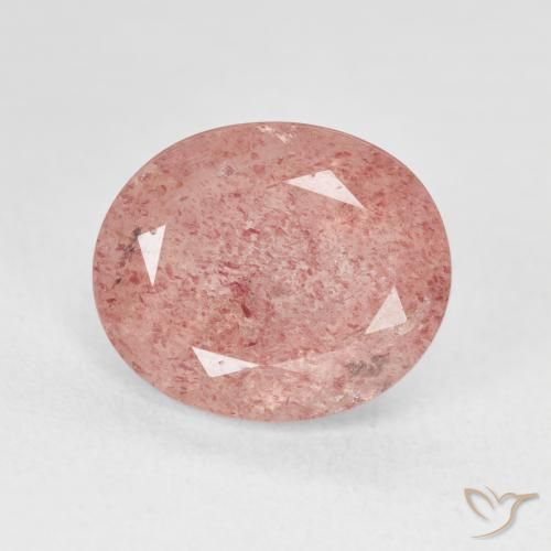 4.81ct Naturale Medium Light-Pink Quarzo Fragola, Ovale, Traslucido