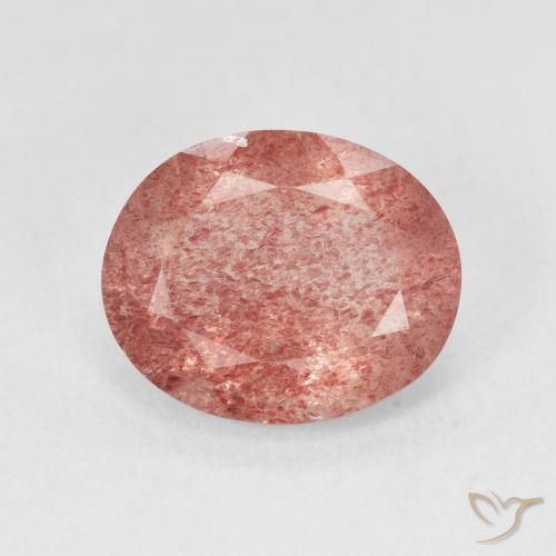 3.99ct Naturale rosa lampone Quarzo Fragola, Ovale, Traslucido