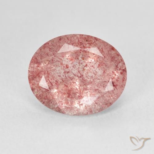 4.27ct Naturale Medium Light-Pink Quarzo Fragola, Ovale, Traslucido
