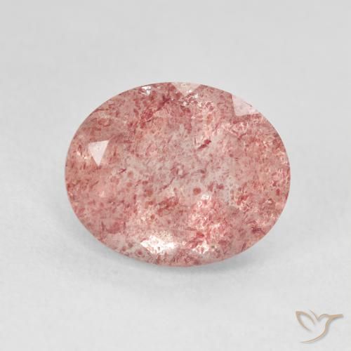 Quarzo Fragola Rosa chiaro naturale da 4.48 ct, Ovale, Traslucido