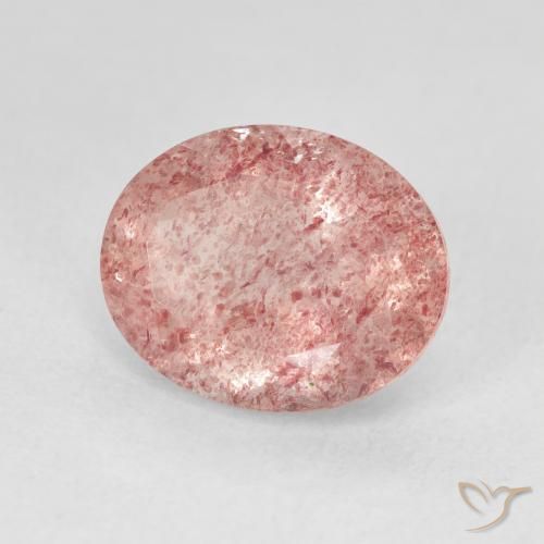 Quarzo Fragola Rosa chiaro naturale da 4.48 ct, Ovale, Traslucido