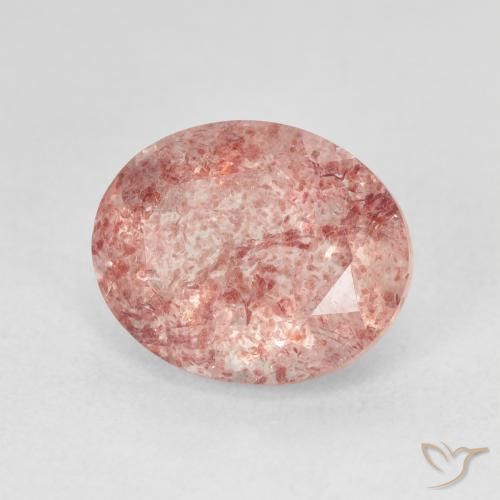 Quarzo fragola Rosa chiaro naturale da 4.47 ct, Ovale, Traslucido