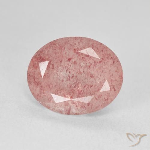 Quarzo Fragola Medium Light-Pink naturale da 4.46 ct, Ovale, Traslucido