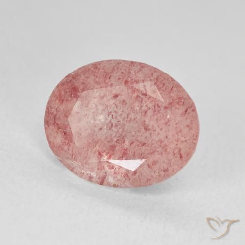 Quarzo Fragola Medium Light-Pink naturale da 4.46 ct, Ovale, Traslucido