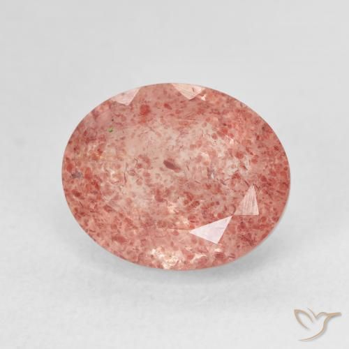 Quarzo fragola Rosa arancione naturale da 5.23 ct, Ovale, Traslucido