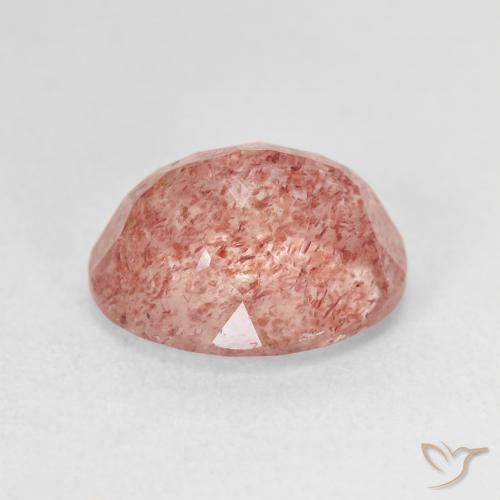 Quarzo fragola Rosa arancione naturale da 5.23 ct, Ovale, Traslucido
