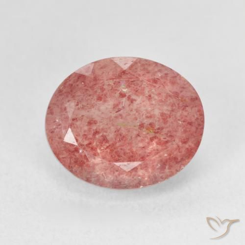 Quarzo fragola Rosa scuro naturale da 5.20 ct, Ovale, Traslucido