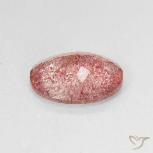Quarzo fragola Rosa arancione naturale da 3.28 ct, Ovale, Traslucido