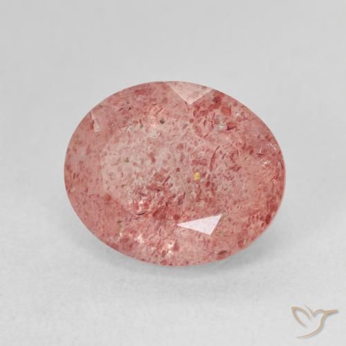 Quarzo fragola Rosa medio naturale da 4.91 ct, Ovale, Traslucido