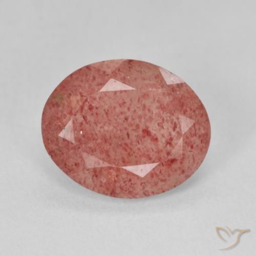 Quarzo fragola Rosso medio naturale da 3.62 ct, Ovale, Traslucido