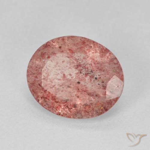 Quarzo fragola Rosa arancione naturale da 3.61 ct, Ovale, Traslucido