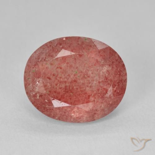 4.44ct Naturale Pompelmo Rosa Quarzo Fragola, Ovale, Traslucido