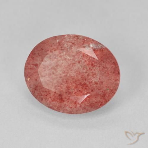 Quarzo fragola Rosa rosa naturale da 3.97 ct, Ovale, Traslucido