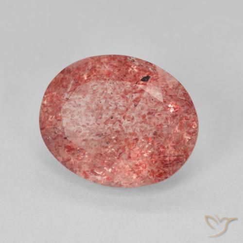Quarzo Fragola Rosa medio naturale da 4.09 ct, Ovale, Traslucido