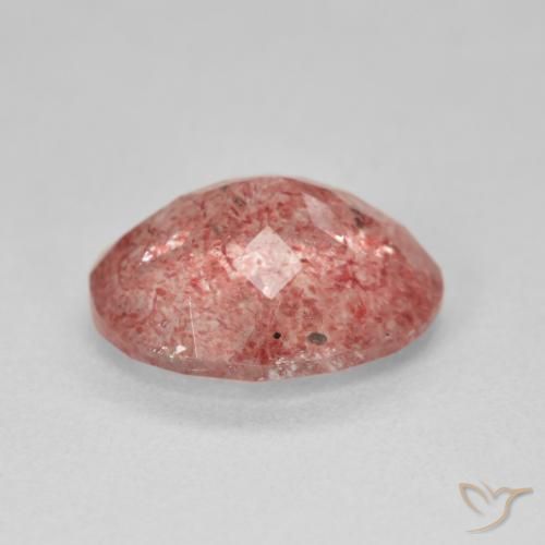 Quarzo Fragola Rosa medio naturale da 4.09 ct, Ovale, Traslucido