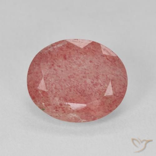 Quarzo fragola Rosa medio naturale da 3.94 ct, Ovale, Traslucido