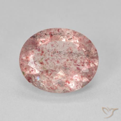3.95ct Naturale Medium Light-Pink Quarzo Fragola, Ovale, Traslucido
