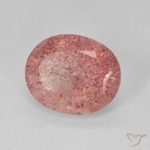 Quarzo fragola Medium Light-Pink naturale da 3.92 ct, Ovale, Traslucido