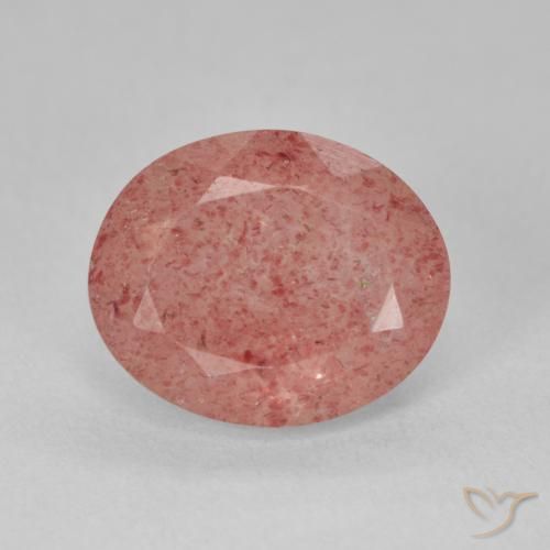 4.31ct Naturale Arancio rossastro pallido Quarzo Fragola, Ovale, Traslucido