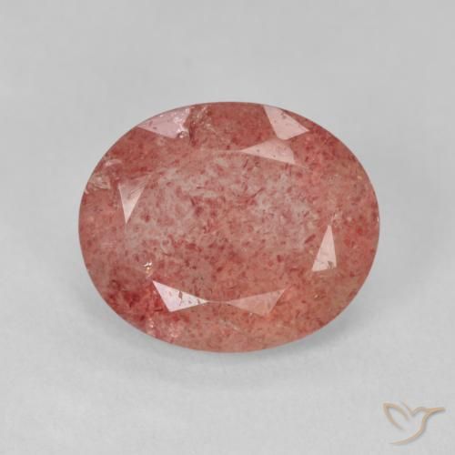 3.84ct Naturale Arancio rossastro pallido Quarzo Fragola, Ovale, Traslucido
