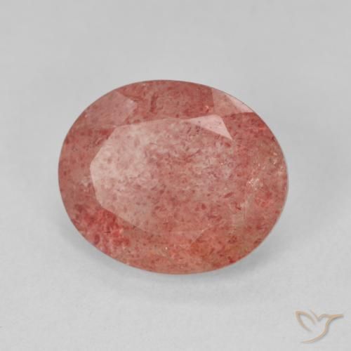 Quarzo fragola Arancio rossastro pallido naturale da 3.84 ct, Ovale, Traslucido