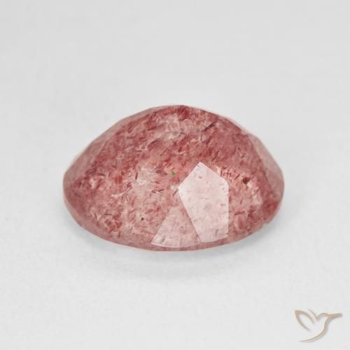 Quarzo fragola Tono rosa rossastro naturale da 4.79 ct, Ovale, Traslucido