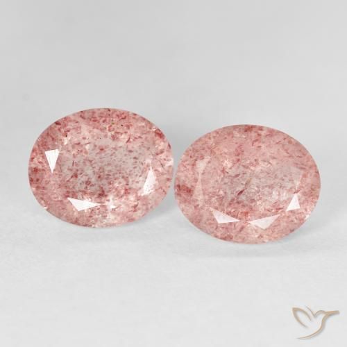 5.40ctw Naturale Rosa terroso Quarzo Fragola, Ovale, Trasparente