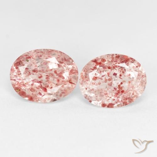 5.24ctw Naturale Rosa terroso Quarzo Fragola, Ovale, Trasparente