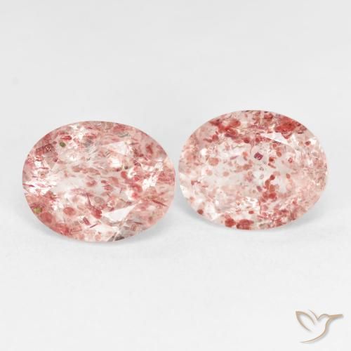 Gemme di Quarzo fragola Rosa terroso naturale da 5.24 ct, Ovale, Trasparente